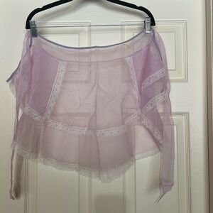 Lavender Sheer Nylon Lace Trim Half Slip Petticoat Vintage Style apron